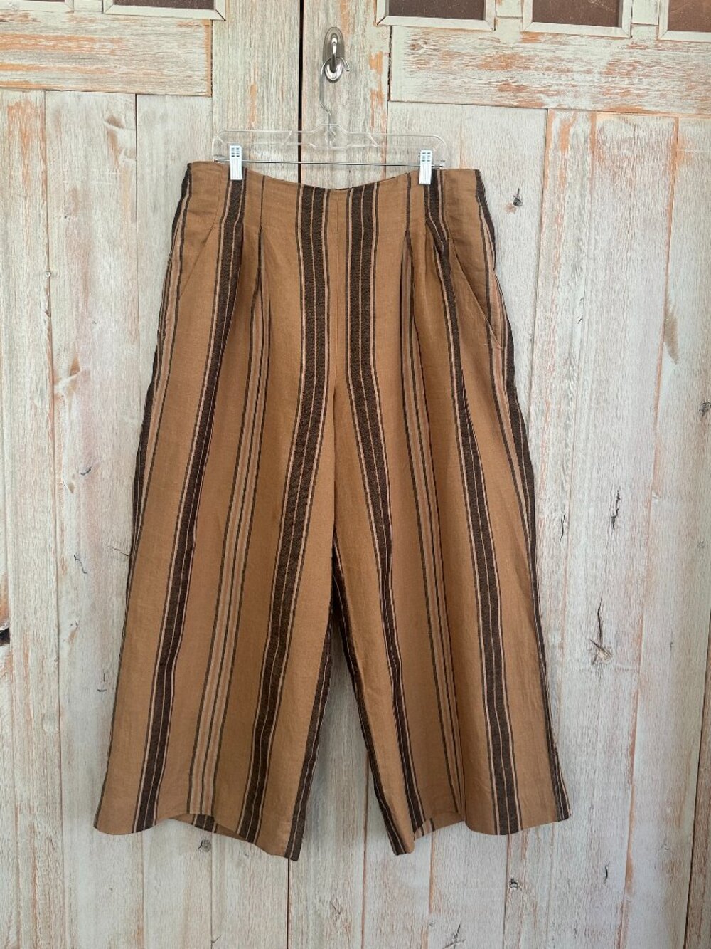 Banana Republic Wide Leg Gold & Black Linen Pants  Size 14